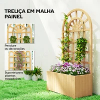 Outsunny Floreira com Treliça de Madeira para Plantas Trepadeiras com Orifícios de Drenagem Floreira Elevada 60x30x120 cm Madeira(m-4)