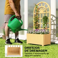 Outsunny Floreira com Treliça de Madeira para Plantas Trepadeiras com Orifícios de Drenagem Floreira Elevada 60x30x120 cm Madeira(m-6)