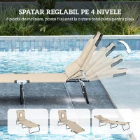 Outsunny Șezlong Pliabil cu Orificiu pentru Față Căptușit și Spătar Rabatabil, Bej(m-4)