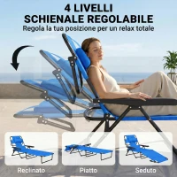 Outsunny Sdraio da Giardino Pieghevole con Schienale Regolabile, Cuscino e Foro per Viso, Blu Scuro(m-5)
