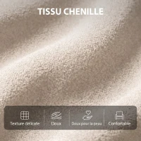 HOMCOM Fauteuil de massage inclinable fauteuil de relaxation en chenille avec repose-pieds poche latérale télécommande crème(m-7)