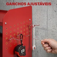 Outsunny Organizador de Ferramentas de Jardim Prateleira de Armazenamento de Parede de 2 Níveis para Garagem com Bandeja e Ganchos(m-5)
