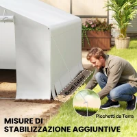 Outsunny Capanno da Giardino e Tenda Garage 3x3 m Impermeabile con Porta Avvolgibile, Metallo e PE, Bianco(m-7)