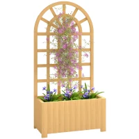 Outsunny Jardinera con Enrejado de Madera con Drenaje para Cultivos Verduras Flores Hierbas 60x30x120 cm Natural(m-10)