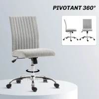 HOMCOM Scaun de Birou fără Brațe, cu Înălțime Reglabilă și Șezut Rotativ, Tapițerie din Material Textil, Gri(m-7)