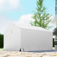 Outsunny Capanno da Giardino e Tenda Garage 3x3 m Impermeabile con Porta Avvolgibile, Metallo e PE, Bianco(m-9)