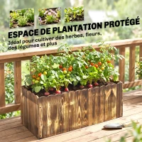 Outsunny Bac à fleurs jardinière rectangulaire avec fond extrémités supérieures lattes arrondies bois de sapin 80 x 33 x 30 cm(m-4)
