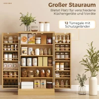 HOMCOM 104 cm rattan keukenkast met 5 plankniveaus, 12 kruidenvakken en verstelbare planken, naturel(m-4)