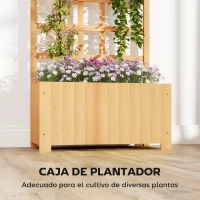 Outsunny Jardinera con Enrejado de Madera con Drenaje para Cultivos Verduras Flores Hierbas 60x30x120 cm Natural(m-5)