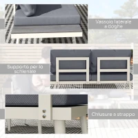 Outsunny Salotto da Giardino con 2 Divani con Cuscini, Schienale Regolabile a 5 Livelli e Tavolino a Doghe, Grigio(m-9)