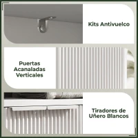 HOMCOM Mueble bajo Lavabo con 2 Puertas Acanaladas y Compartimento Abierto para Lavabo sin Pedestal 60x33x63 cm Blanco(m-7)