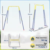AIYAPLAY Estructura de Columpio Infantil Plegable con 2 Ganchos 4 Estacas Resistente para 50 kg Forma A 128x155x157 cm Azul(m-3)
