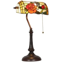 HOMCOM Tiffany-Style Rose and Butterfly Table Lamp - Multi(m-1)