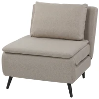 HOMCOM 1-Sitzer Schlafsessel, Clic-Clac 3 in 1 Schlafsessel mit verstellbarer Rückenlehne, Kissen, breite Sitzfläche, Hellbraun(m-7)