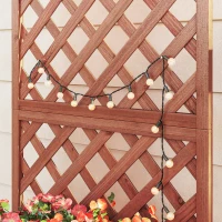 Outsunny Jardinière d'Extérieur avec Épaulière à Grille pour Plantes Grimpantes et Vase, Jardinière en Bois de Sapin Durable, 72,5 x 31,5 x 149,5 cm, Orange(m-9)