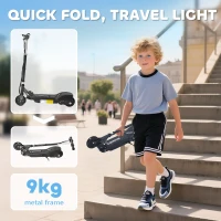 HOMCOM Foldable Electric Kids Scooter, Ride on, for Ages 7-14 Years, Black(m-5)