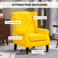 HOMCOM Poltrona Camera da Letto in Stile Francese con Ampia Seduta e Gambe in Legno per Soggiorno e Ufficio, Giallo(m-4)