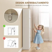 HOMCOM Scarpiera Salvaspazio a 4 Cassetti con Ripiani Regolabili su 2 Livelli, 60x23.5x153.3 cm, Bianco(m-7)
