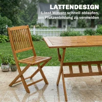 Outsunny Gartenmöbel Set holz FSC 5-teilig Klappbar Tisch mit 4 Klappstühlen Lattendesign für Garten Naturholz(m-7)