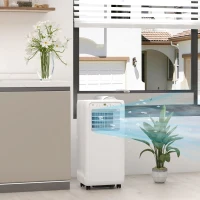 HOMCOM Condizionatore Mobile per Stanze fino a 28m², con Deumidificatore, Timer 24H, Ruote, Kit per Montaggio su Finestra, 33x28x68,5 cm, Bianco(m-2)