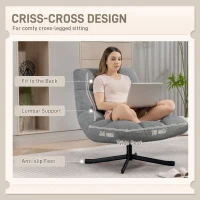 HOMCOM Sessel Drehbar Loungesessel mit Breiter Sitzfläche, wasserabweisend Chenille-Optik, gekreuzt Stahlbeine, Grau(m-4)