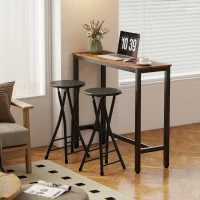 HOMCOM 2er-Set Klappbare Barhocker, Runde Barstühle mit Doppel-Fußstütze, Stahlgestell, Schwarz(m-4)