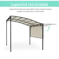 Outsunny Pavilion cu extensie de acoperiș pliabil, rezistent la intemperii 3 x 2,5 m Alb-crem(m-7)