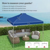 Outsunny Gazebo Roof Replacement UV50+ Waterproof Pop Up Canopy Cover with 8 Drainage Holes 3 x 3 m Blue(m-3)