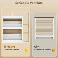 HOMCOM Mobile Portascarpe con 2 cassetti ribaltabili e ripiani, Bianco e Legno Naturale.(m-8)