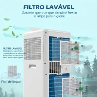 HOMCOM Ar Condicionado Portátil 12.000 BTU Portátil 5 em 1 Arrefecimento Desumidificador Ventoinha Temporizador 24H e Controlo Remoto para 35 m² Branco(m-7)