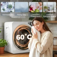 HOMCOM 5kg Vented Tumble Dryer, 1000W Compact Tumble Dryer with 5 Drying Modes, Stainless Steel Tub, White(m-6)