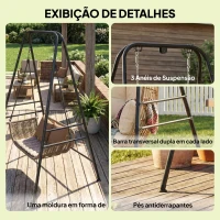 Outsunny Suporte para Cadeira Suspensa Rede 183 cm Suporte para Balanço Estrutura de Aço Almofadas Antiderrapantes Preto(m-7)