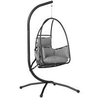 Outsunny Silla Colgante Huevo con Soporte Cesta Plegable Reposacabezas Cojín Bolsillo Lateral Carga 120 kg Gris Oscuro