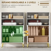 HOMCOM Mobiletto Bagno Moderno con 2 Ripiani Aperti e Armadietto con Ante Ammortizzate, 60x31.8x93 cm, Bianco(m-7)