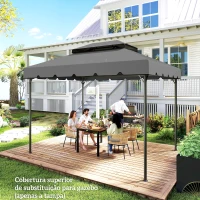 Outsunny Toldo de Substituição para Pérgola 400x300 cm com Duplo Teto e 8 Orifícios de Drenagem Cinza Claro(m-8)