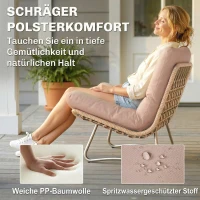 Outsunny Gartenmöbel Set 4-teilig Polyrattan Lounge-Set mit Zweisitzer 2 Sessel Glastisch Breitem & Tiefem Sitz Dicke Kissen(m-5)