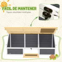 PawHut Casa para Tortugas de Madera sin Base con Tapas Abatible Puerta Frontal Abrible y Pestillos 120x55x50 cm Gris Claro(m-7)