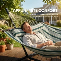 Outsunny Hamac sur pied 353 cm, hamac avec support acier avec coussin amovible et barres d'écartement, vert(m-5)