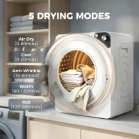 HOMCOM 5kg Vented Tumble Dryer, 1000W Compact Tumble Dryer with 5 Drying Modes, Stainless Steel Tub, White(m-4)