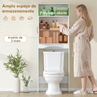 HOMCOM Armário sobre a Sanita, Móvel de Casa de Banho com 2 Portas de Fecho Suave e Prateleira Aberta, 64 x 21 x 173,5 cm, Branco(m-4)