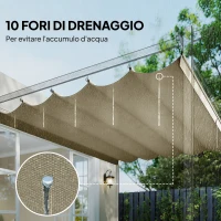 Outsunny Tetto per Gazebo Pergola con 10 Fori di Drenaggio in Poliestere, 250x255 cm, per Pergola 3x3m, Beige(m-6)