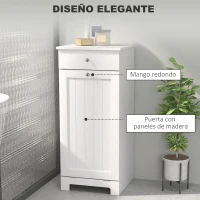 HOMCOM Armario de Baño con Cesto Ropa Sucia Abatible Mueble Ropa Sucia con Bolsa de Tela Plegable y Cajón Blanco 40x38x90 cm(m-7)