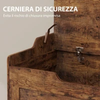 HOMCOM Panca Contenitore da 103L Multifunzione color Legno con Cuscino in Tessuto Grigio, 75x40x56 cm(m-6)