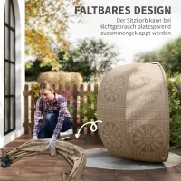 Outsunny Hängesessel Gartensessel Korbsessel, Boho-Stil, 116 x 125 x 172 cm, Sand + Schwarz(m-6)