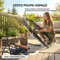 Outsunny Cadeira Suspensa Tipo Ovo com Suporte Cesto Dobrável Apoio de Cabeça Almofada Bolso Lateral Capacidade 120 kg Cinzento Escuro(m-6)
