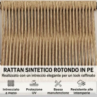 Outsunny Set Giardino 5 Pezzi, Rattan Componibile L con Cuscini, Colore Cachi(m-7)