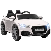 HOMCOM Mașină Electrică pentru Copii 3-5 Ani AUDI TT cu Telecomandă, Portiere care se Deschid și Faruri LED, Alb(m-1)