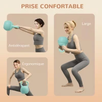SPORTNOW Kettlebell 6 kg haltère avec poignée antidérapante pour fitness musculation cardio, 19 x 19 x 28 cm vert(m-5)