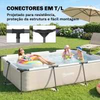 Outsunny Piscina Desmontável Tubular 316x238x66,5 3701 L Piscina Retangular com Estrutura Metálica para 2-4 Pessoas Cinzento(m-6)