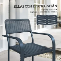 Outsunny Juego de 4 Sillas de Jardín Exterior Apilables con Reposabrazos Respaldo y Marco de Acero 55x60x83 cm Gris Oscuro(m-4)